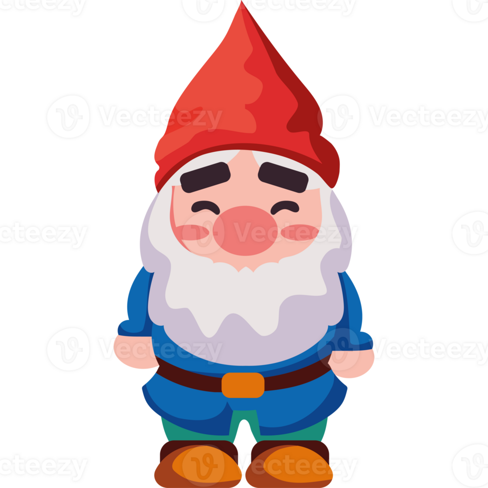 Gnome with a red hat and blue pants illustration isolated png
