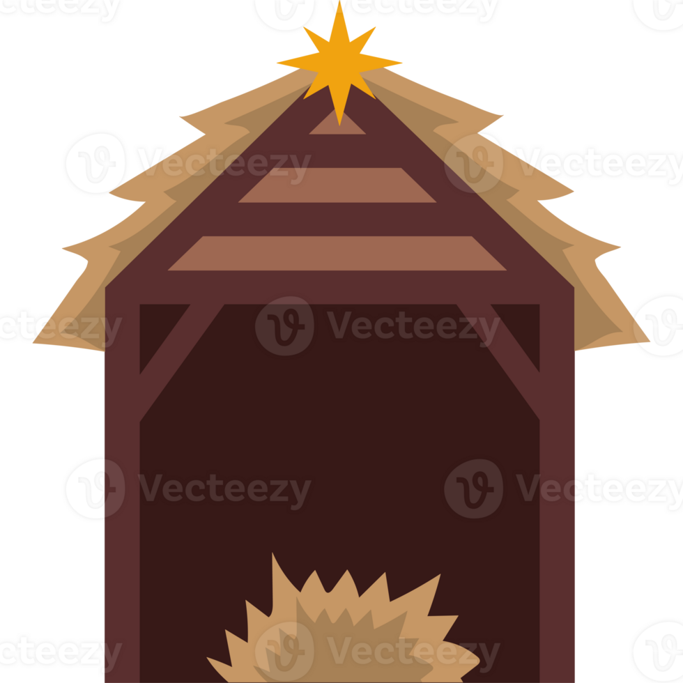 manger hut and star illustration isolated png