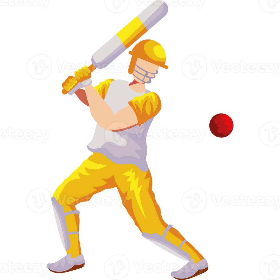 cricket player illustration isolated design png