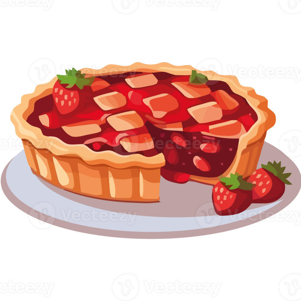Freshly baked strawberry tart, a gourmet delight isolated png