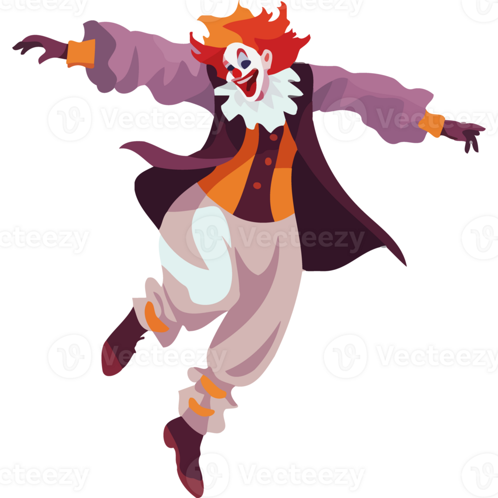 terrified clown with costume to Halloween party isolated png