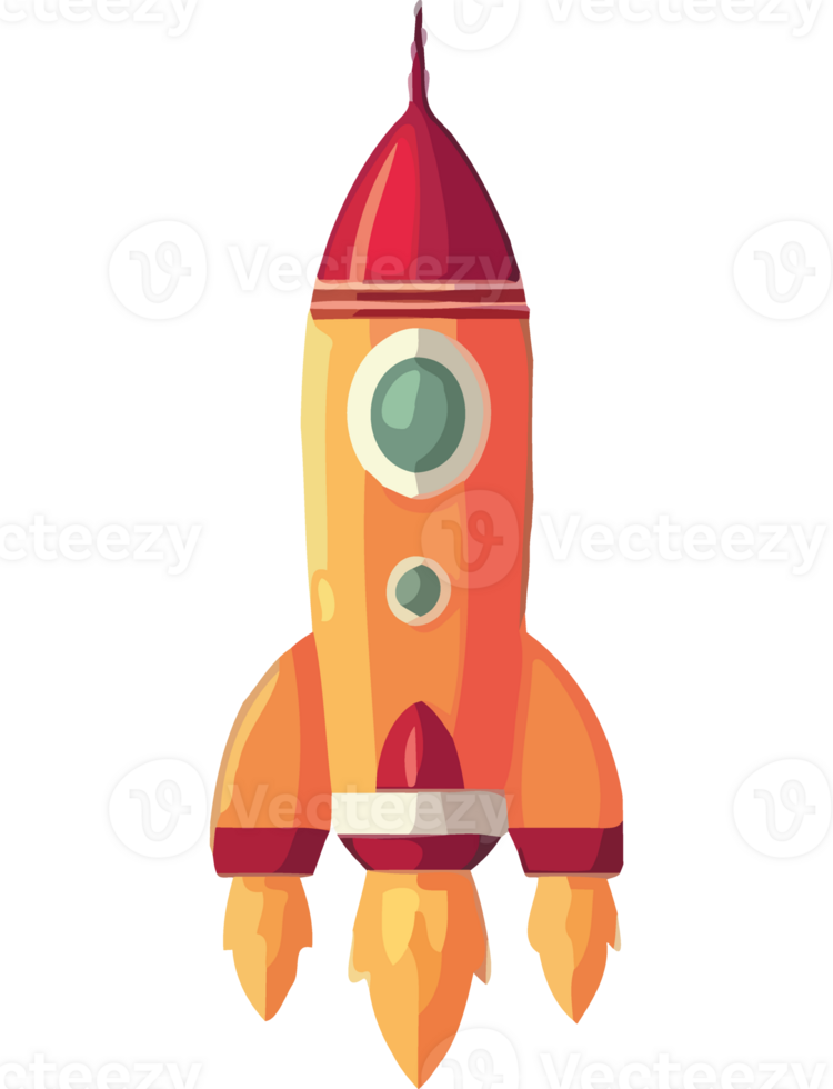 Colorful Cartoon Rocket Ready for Launch icon isolated png