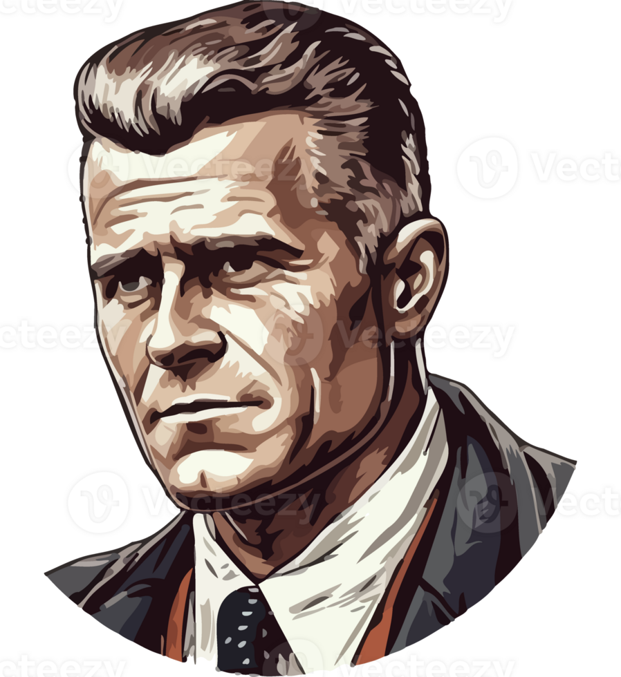 Sad businessman in suit, facing emotional stress isolated png