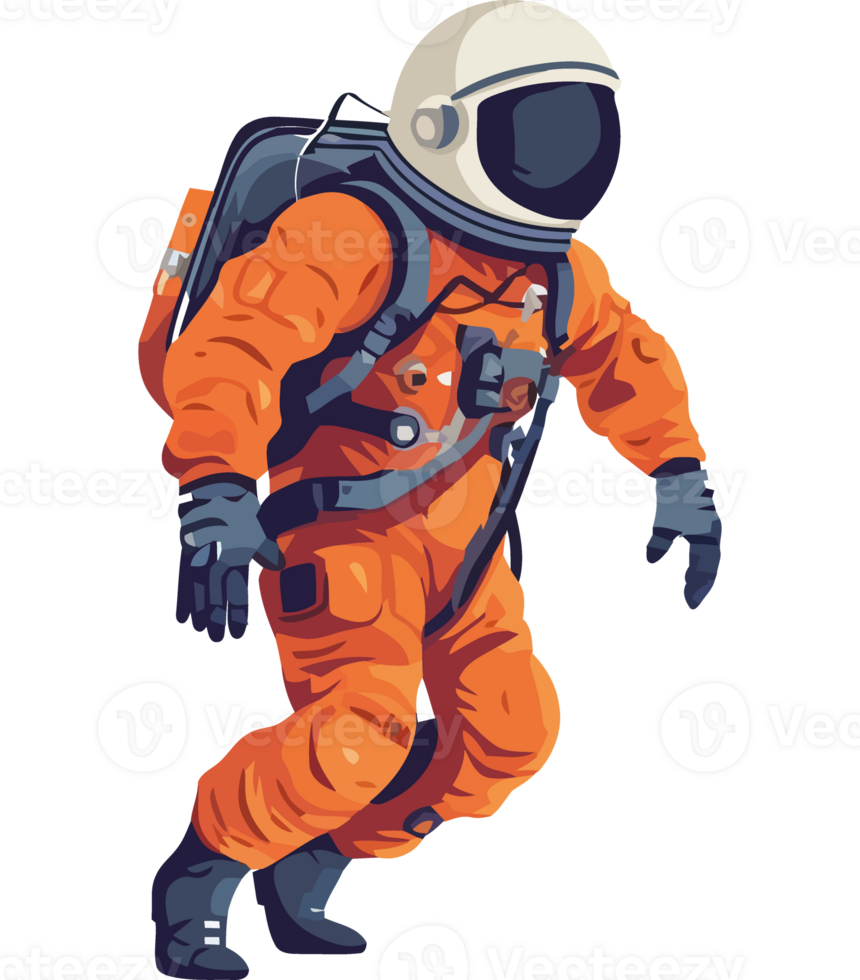 astronaut with orange space suit isolated png