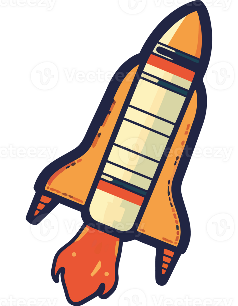 spaceship takes off with fiery speed isolated png