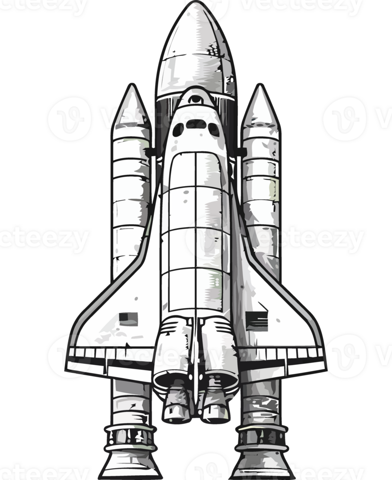 Futuristic spaceship taking off into space adventure isolated png