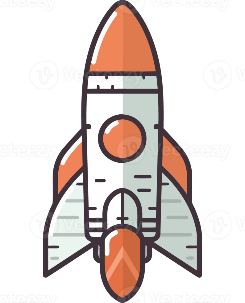 Rocket ship taking off with fiery speed isolated png