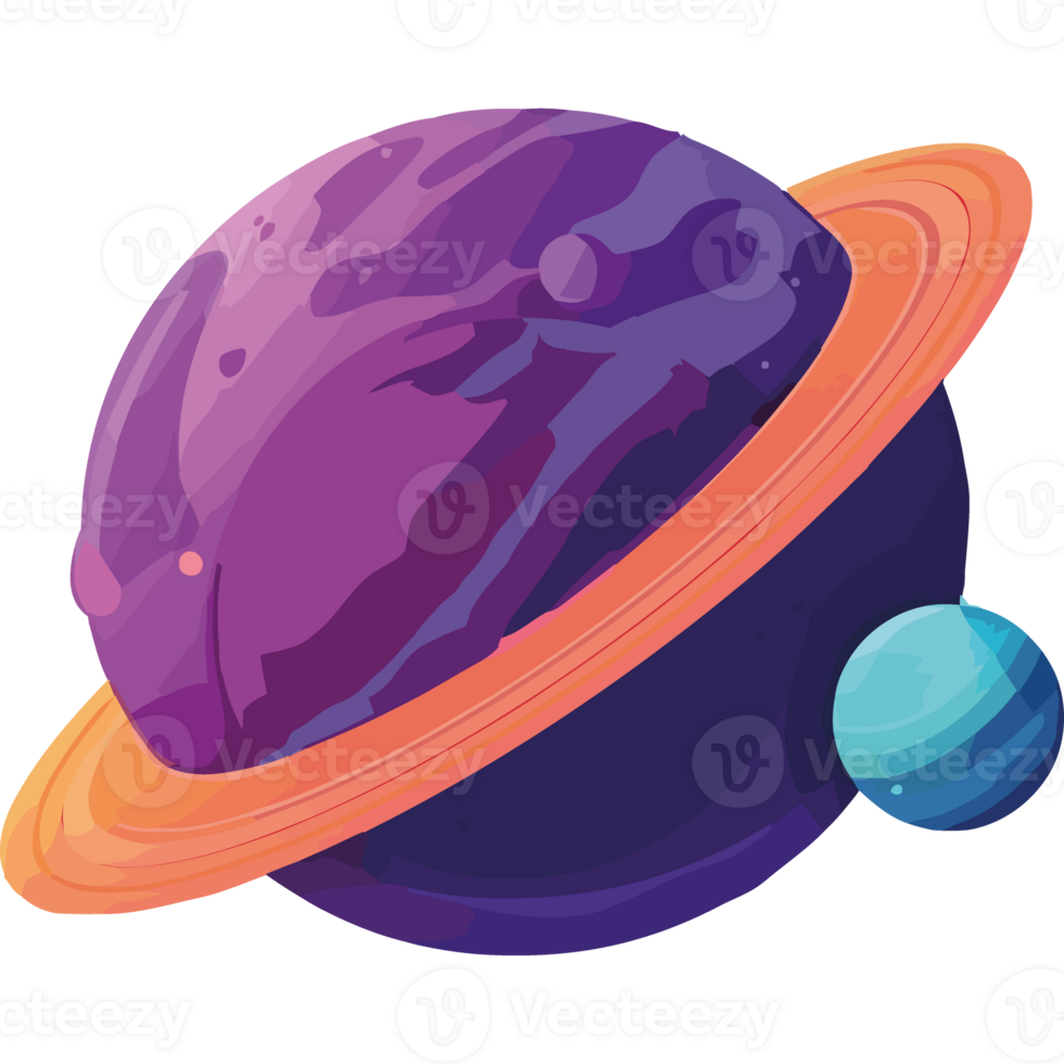 purple space outer saturn planet icon isolated png