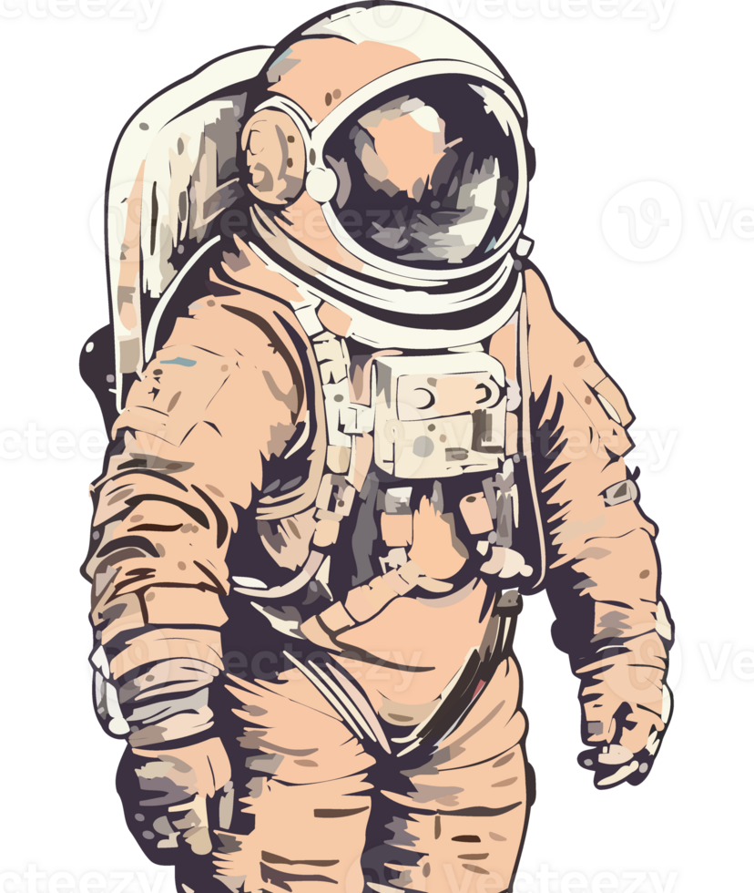 astronaut in space suit explores galaxy with equipment isolated png