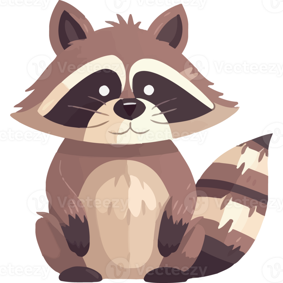 cute raccoon animal wild character isolated png