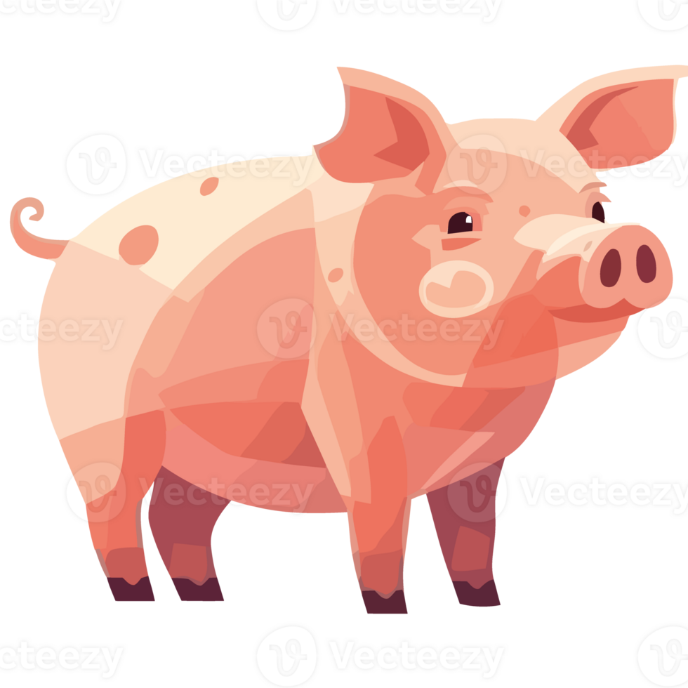 Cute piglet standing symbol of agriculture isolated png