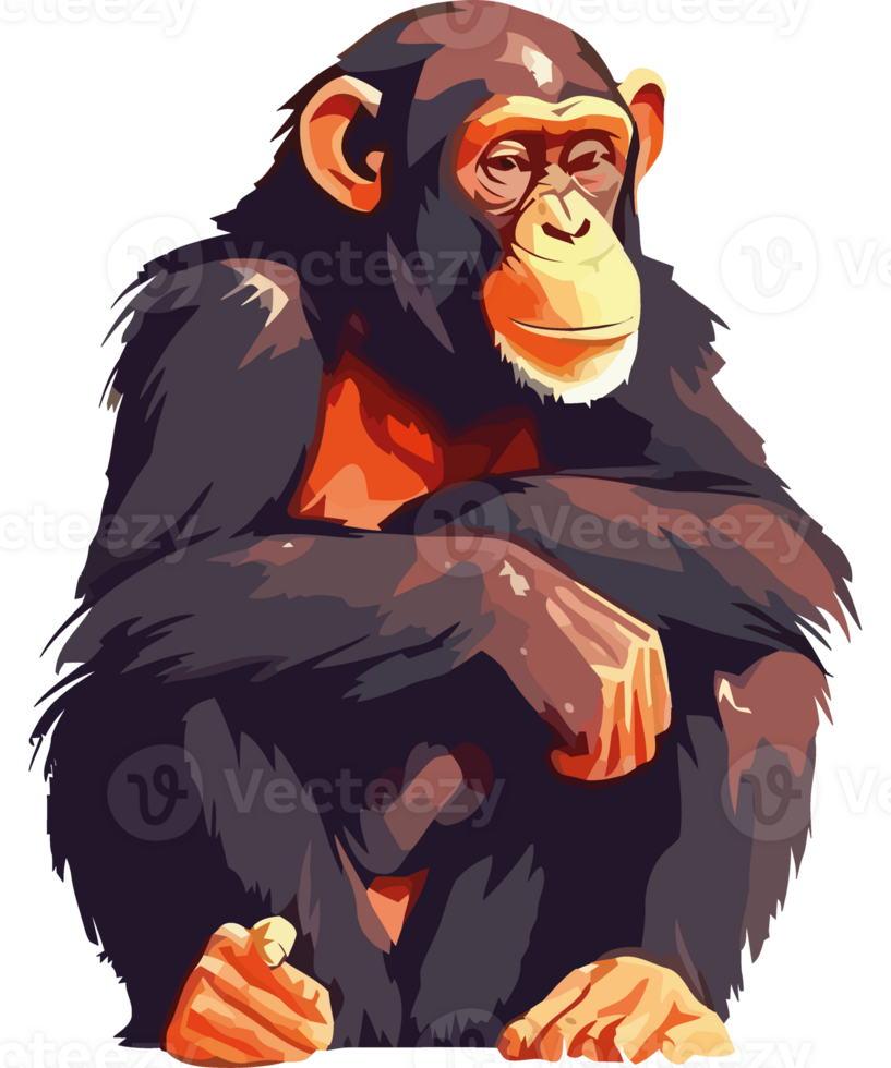 Smiling monkey mascot sitting an adorable primate isolated png
