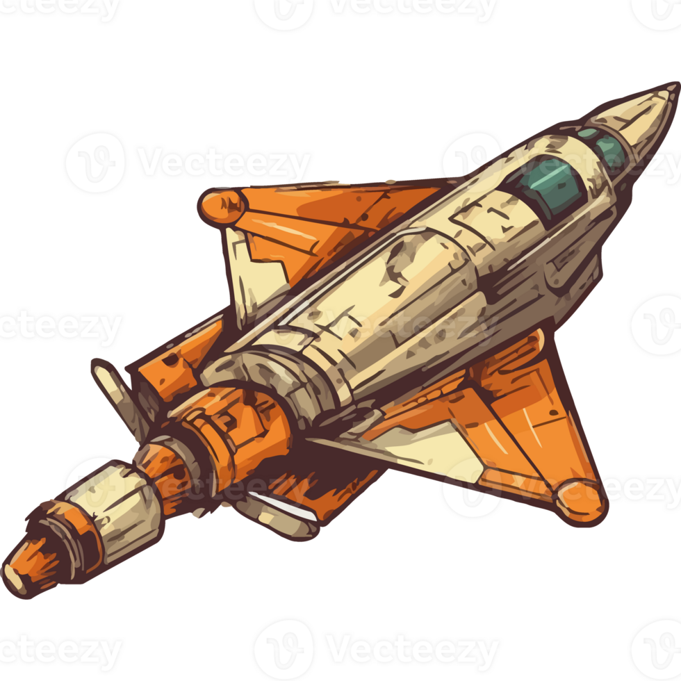 Futuristic rocket taking off icon isolated png