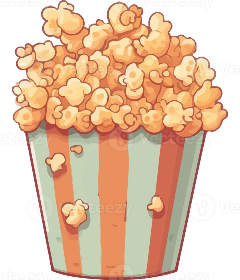 Snack on gourmet buttered popcorn while watching a fun movie isolated png