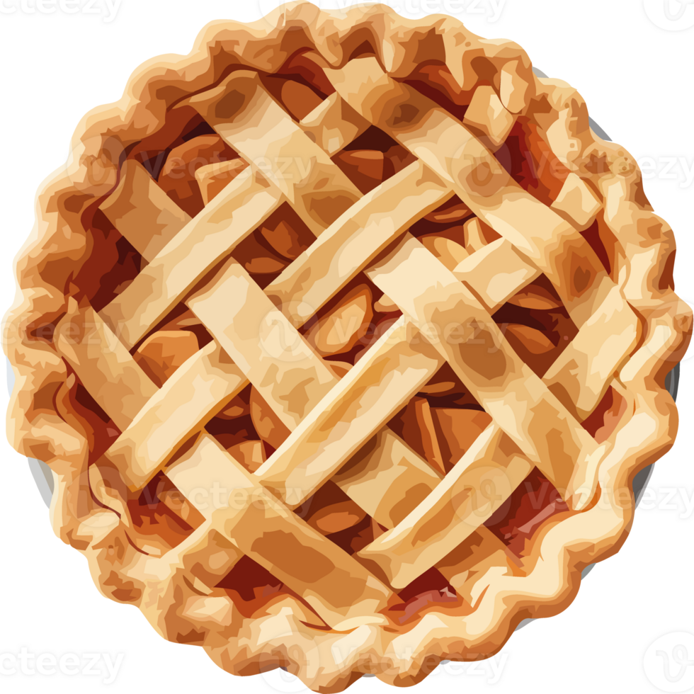 Freshly baked apple pie with lattice crust isolated png