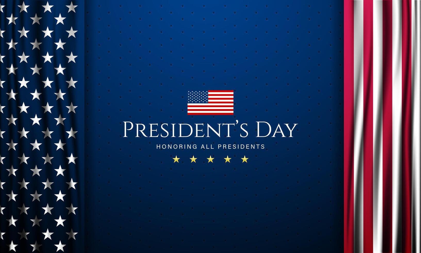 President's day background with american flag and stars vector