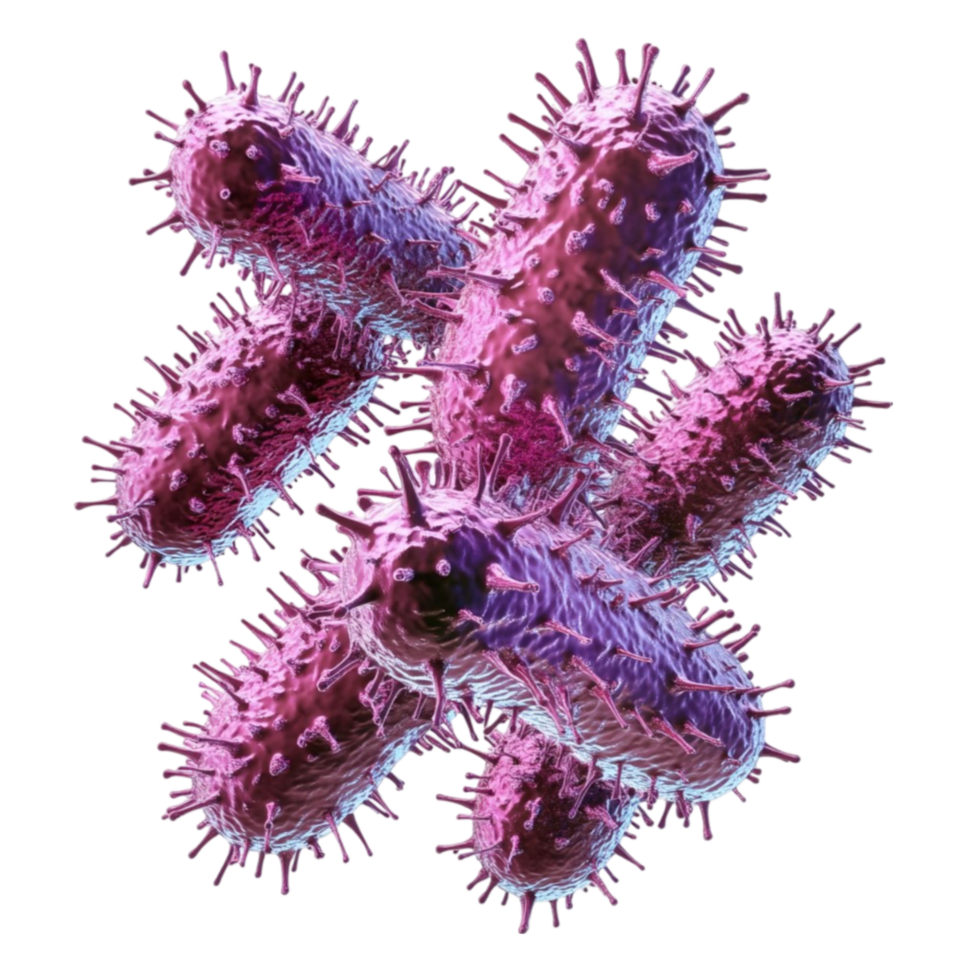 Purple Spiked Microorganisms in 3D Rendering png