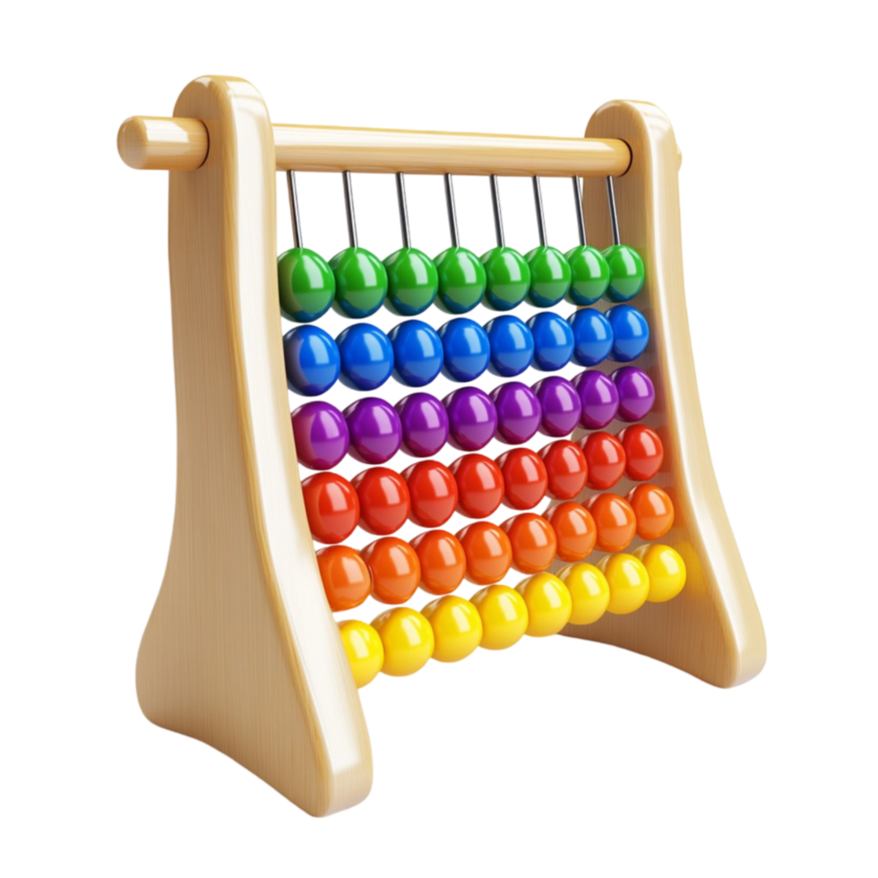 Wooden Abacus with Rainbow Beads for Kids Education png