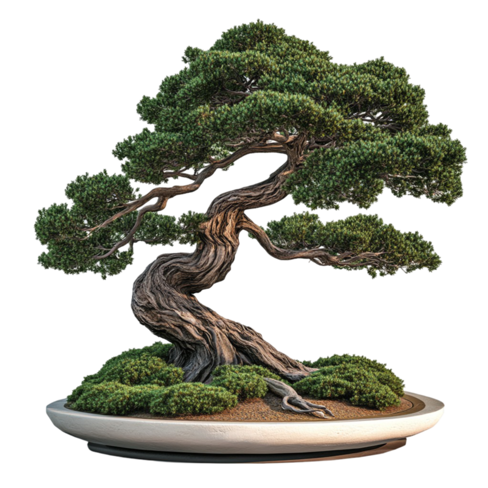 Artistic Bonsai Tree on Rock with a Sculptural Look png