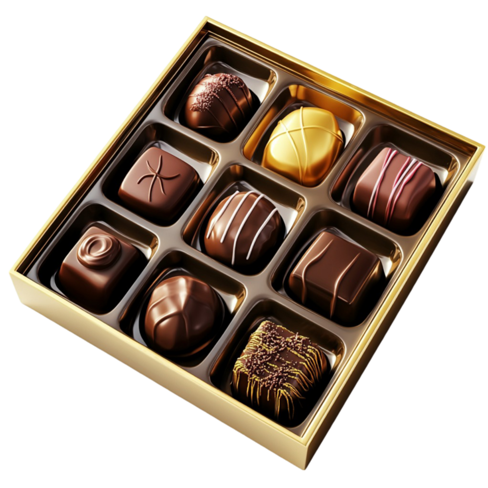 Assorted Chocolate Box in Golden Packaging png
