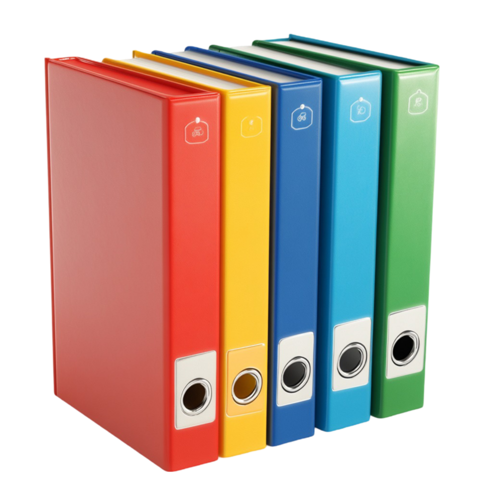 Assorted Office Binders in Various Colors png