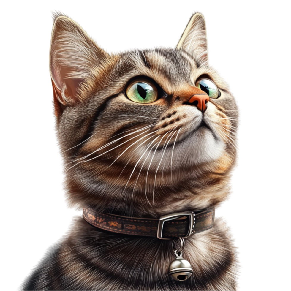 Tabby Cat with Collar Front View png
