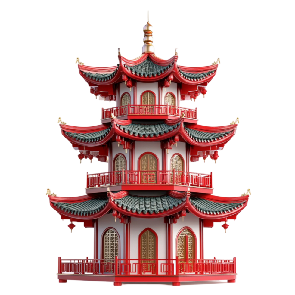 Ornate Tiered Chinese Pagoda png