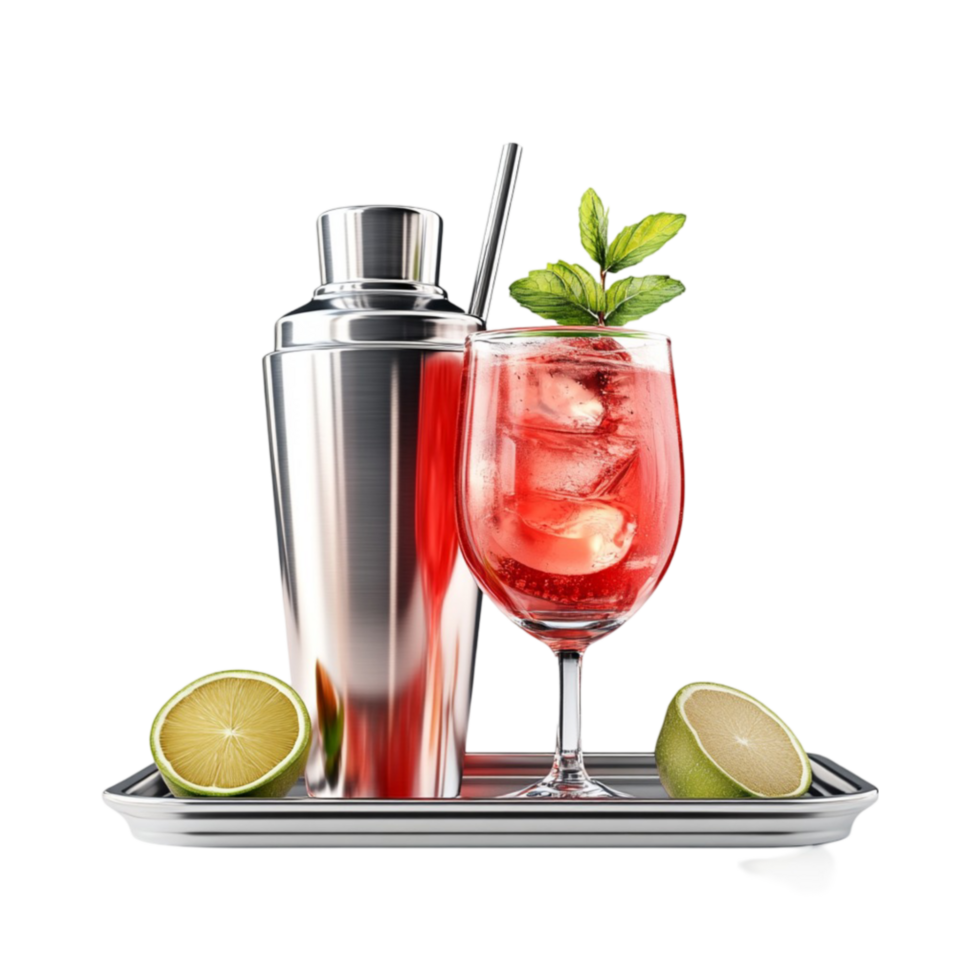 Cocktail Mixer Set with Shaker and Drink png