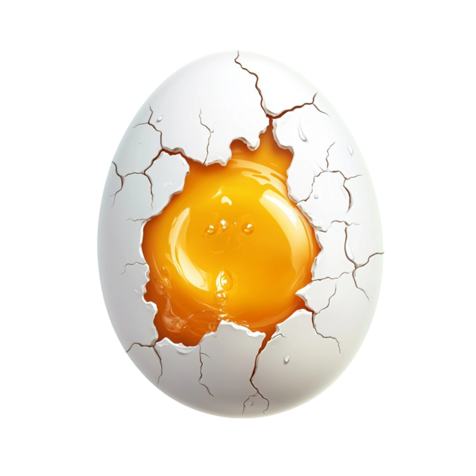 Realistic Cracked Egg with Vibrant Yellow Yolk for Cooking Concepts png