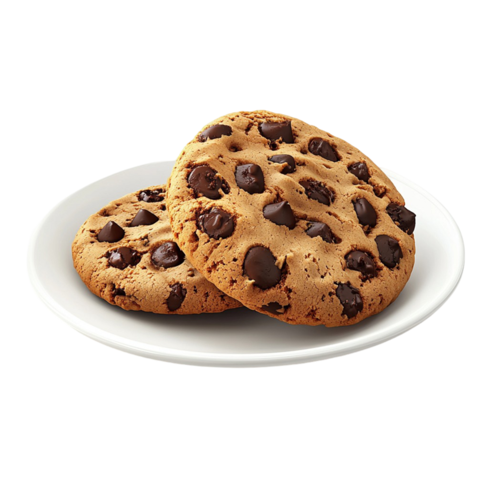 Delicious Chocolate Chip Cookies on a Plate png