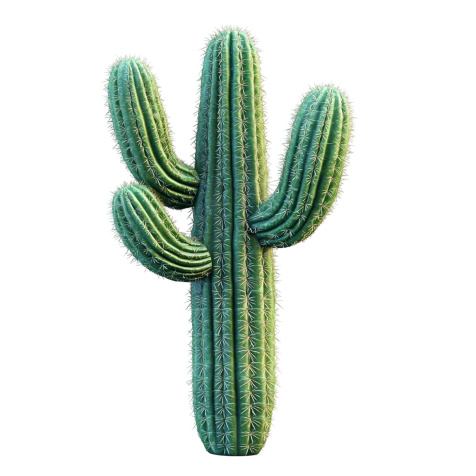 Realistic Tall Green Cactus Illustration with Spines png