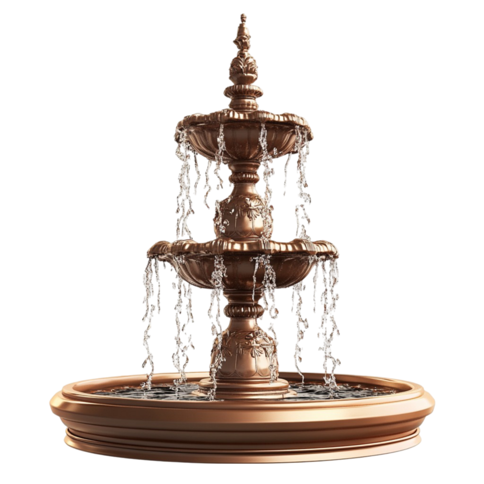 Ornate Bronze Fountain with Tiered Design png