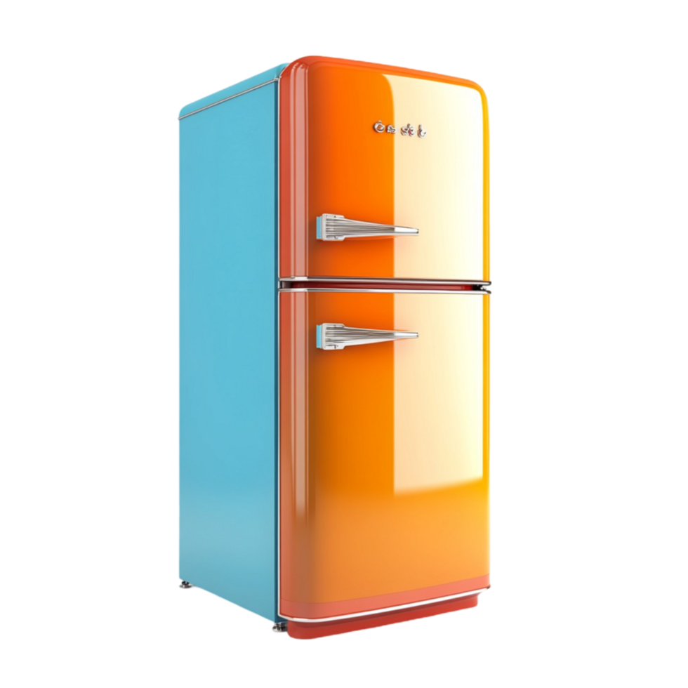 Blue and Orange Retro Refrigerator png