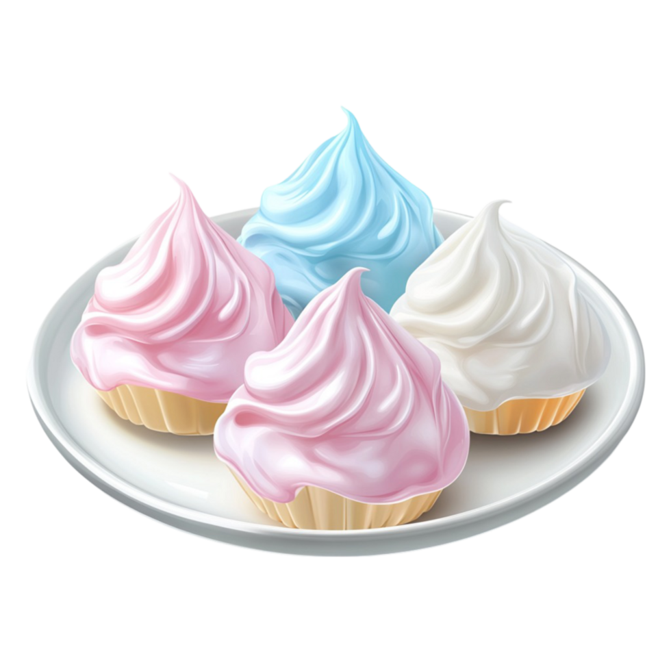 Blue and White Meringue Desserts png