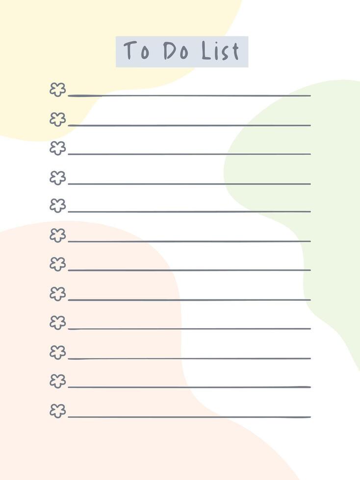 decorative and cute to do list template for bullet journal, digital planner, and print. printable checklist planner. vector