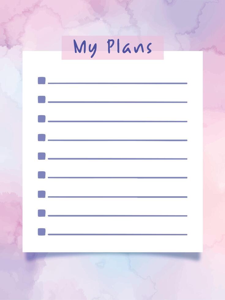pink artistic planner template for dogotal planner, bullet journal, and print with watercolor decoration vector
