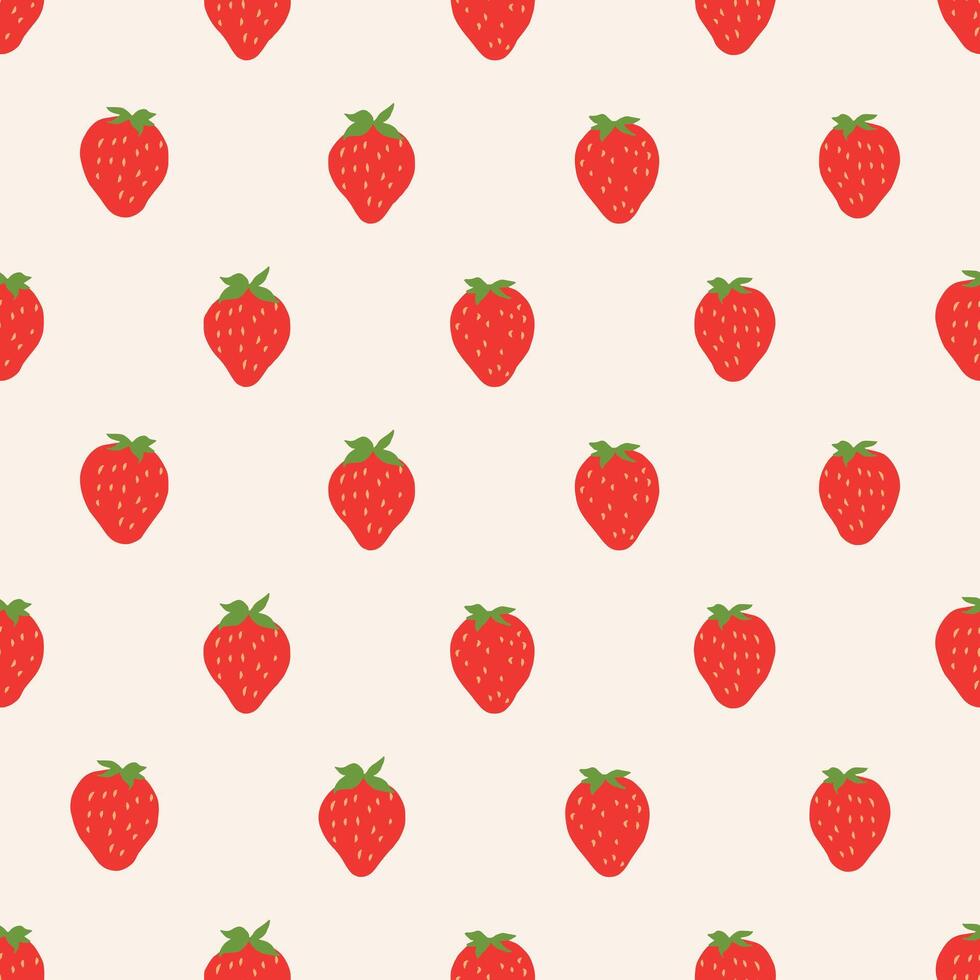 Juicy Strawberry Red Berries on White Background. Vintage Seamless Pattern vector