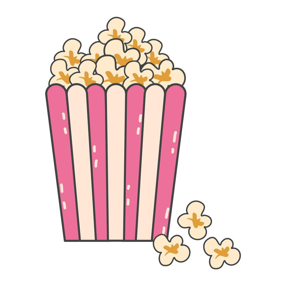 pink bucket of popcorn date, valentine's day, movie vector