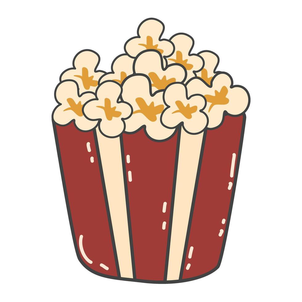 popcorn bucket with popcorn in it vector