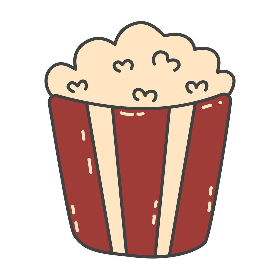 Popcorn in a red striped bucket vector