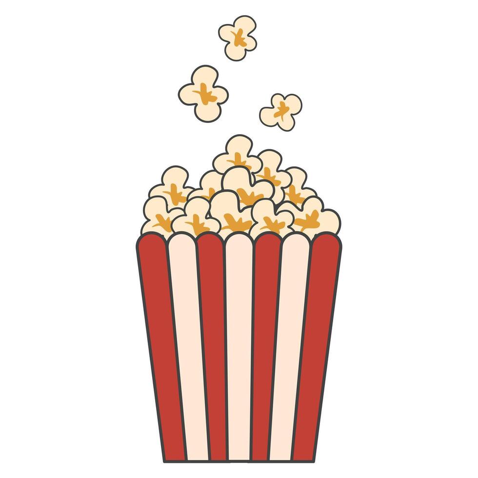 Popcorn snack in a box , popcorn in a basket , bucket vector