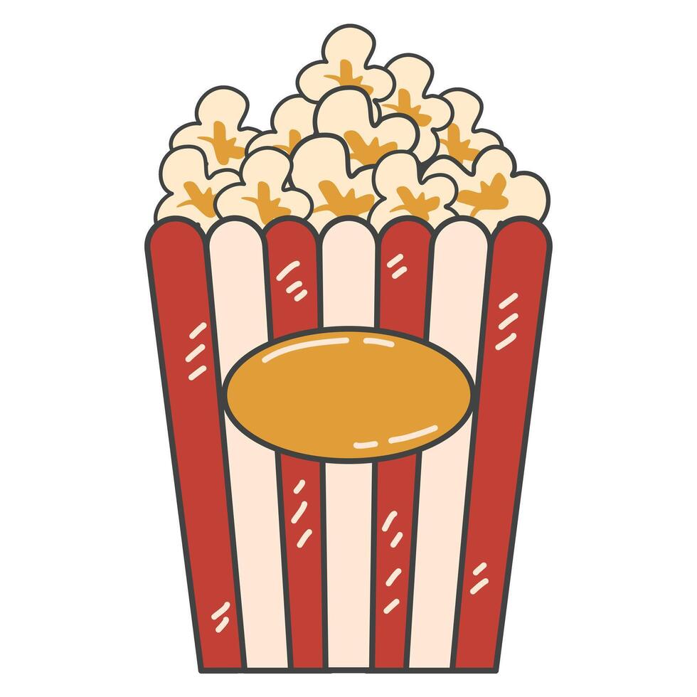 popcorn in a bucket logo, popcorn illustration vector