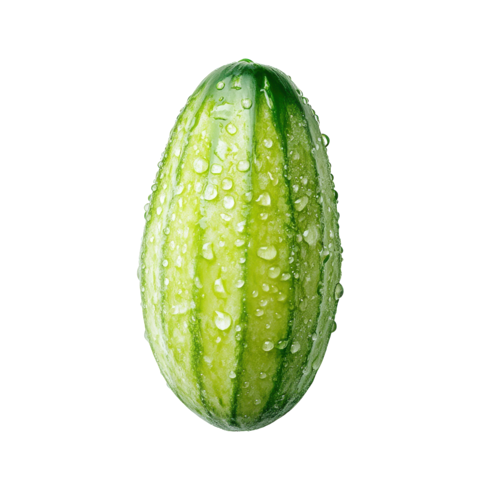 Fresh Cucumber Dew Drops on transparent background. png
