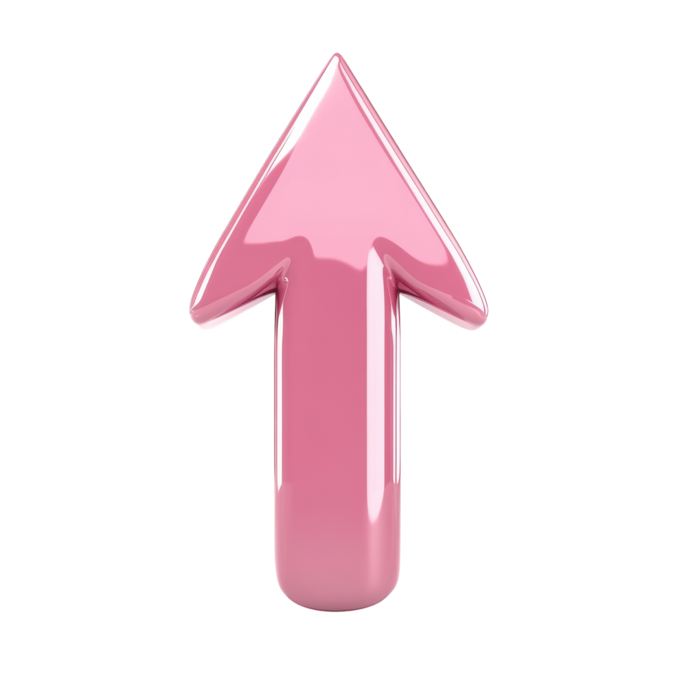 Pink Arrow Up Cursor on transparent background. png