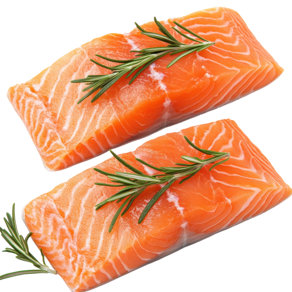 Salmon Fish Fillets on transparent background. png