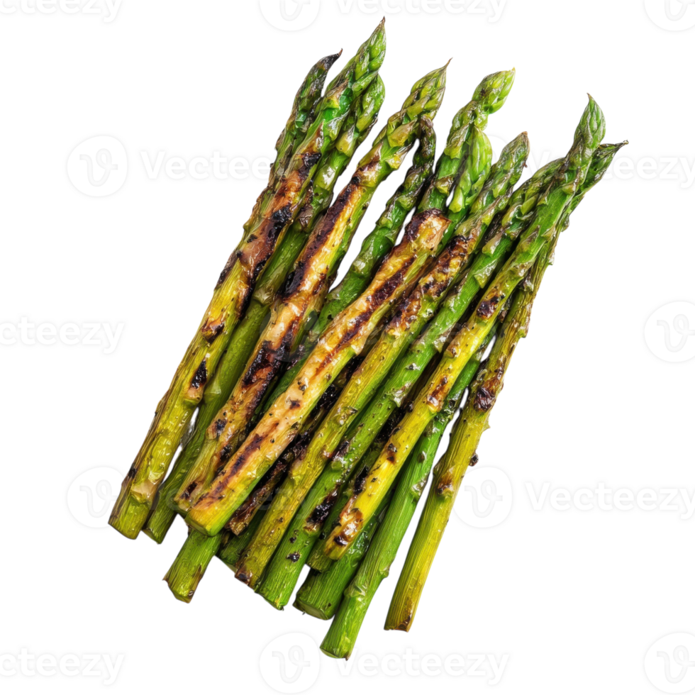 Grilled Asparagus Recipe on transparent background. png