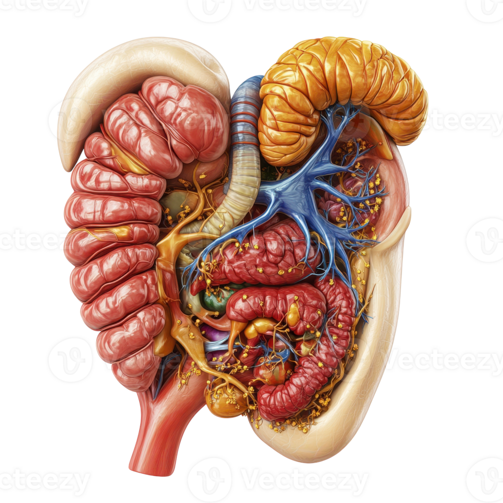 Human Pancreas Anatomy on transparent background. png
