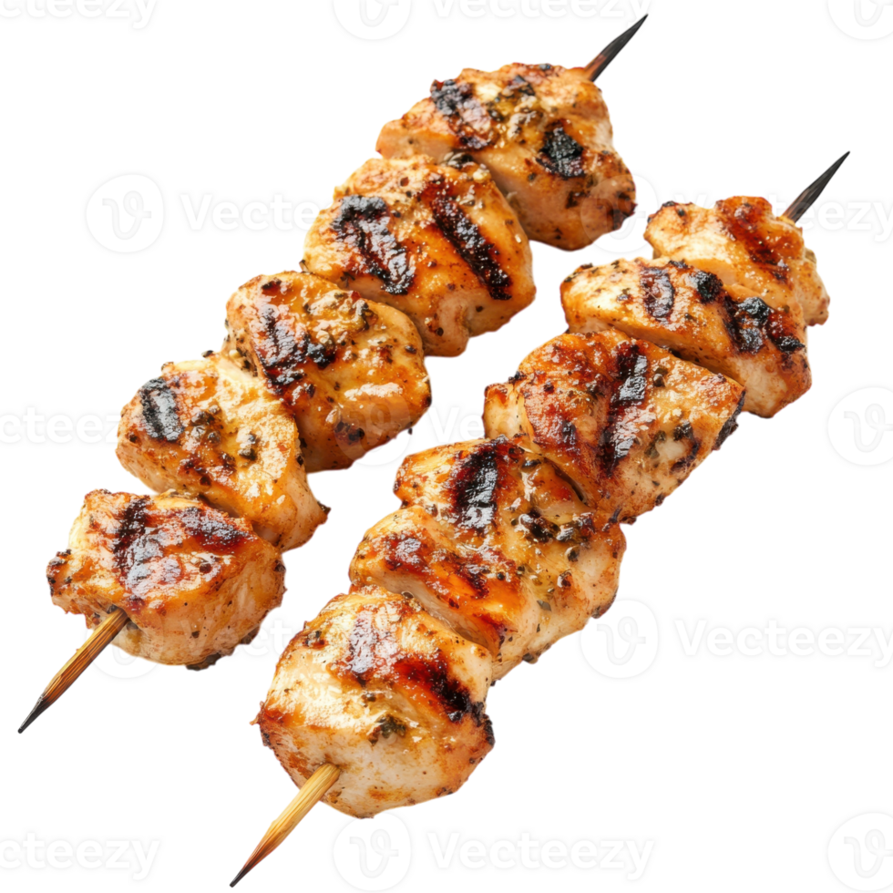 Grilled Chicken Skewers on transparent background. png