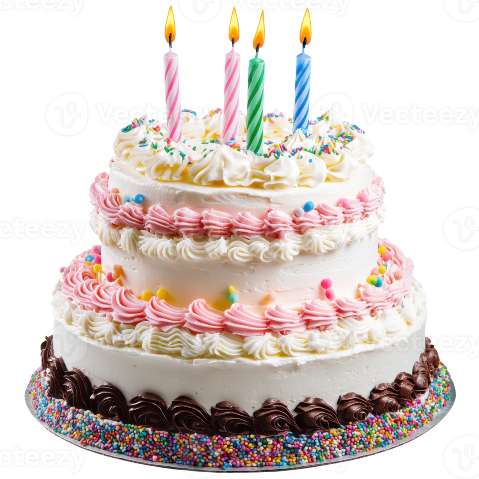 Birthday Cake on transparent background. png