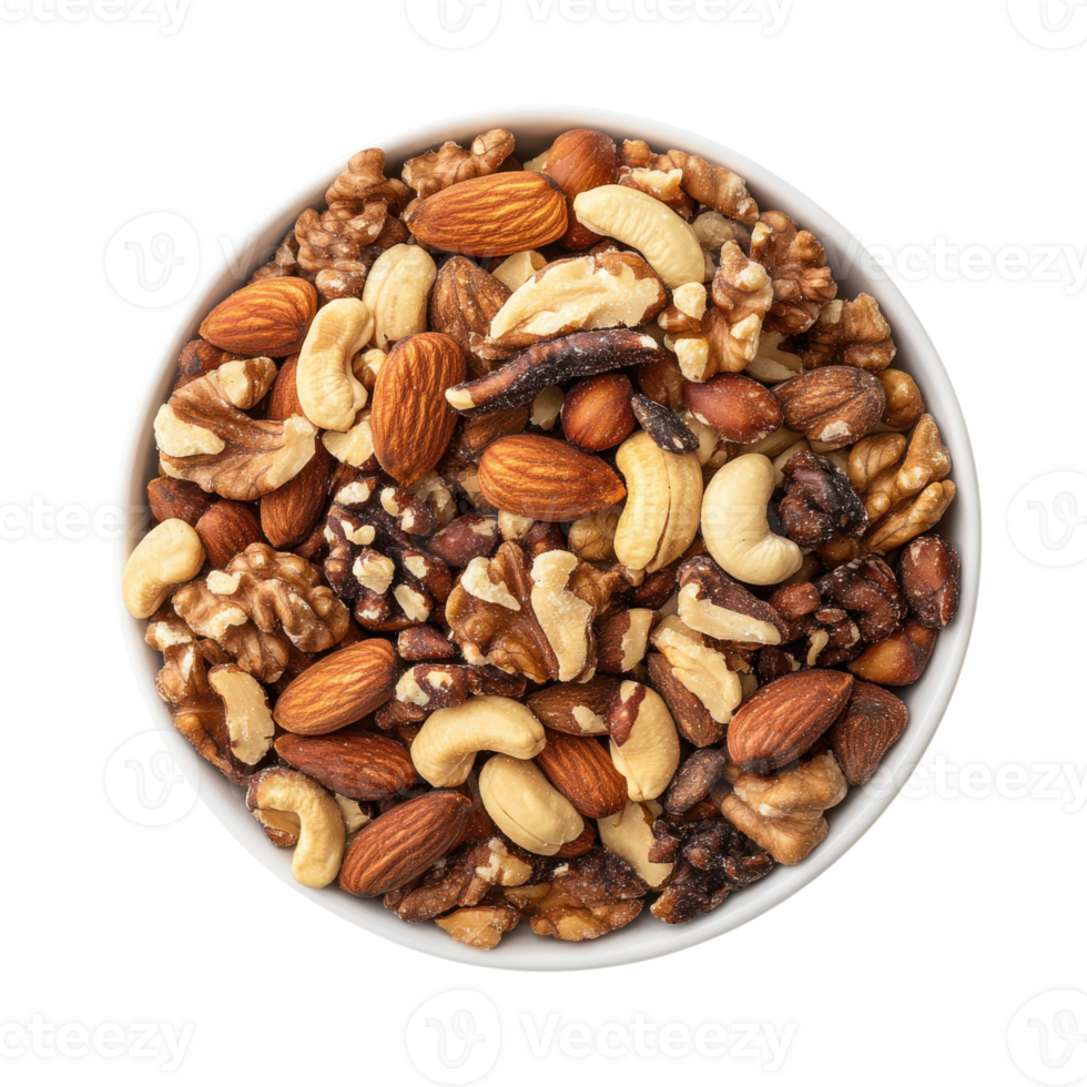 Healthy Mixed Nuts on transparent background. png